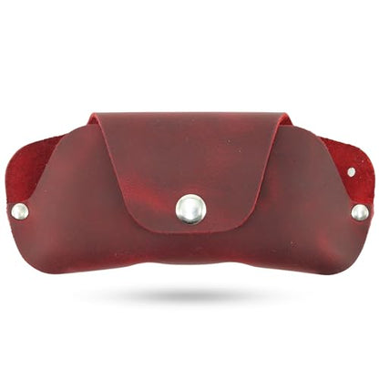 Toprank Slim Leather Glasses Case - Handmade Eyeglass & Sunglasses Holder - color: Red