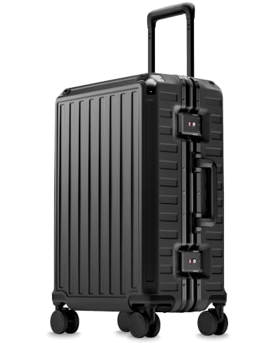 LUGGEX 21 Inch Zipperless Carry On Luggage, Jet Black - color: Jet Black, size: 21 Inch