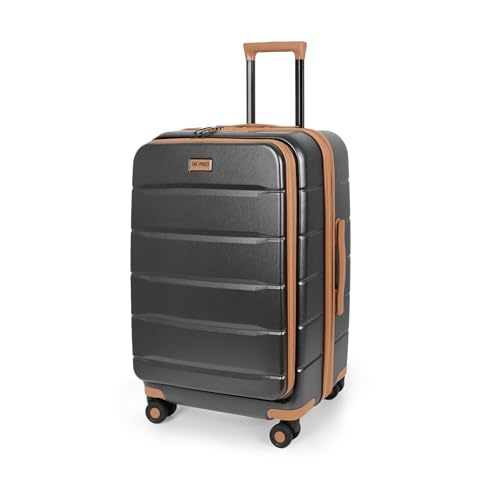 24'' Luggage,Hardside Suitcase w/Spinner Wheels,TSA LOCK - color: Grey, size: 24" Mid-Checked