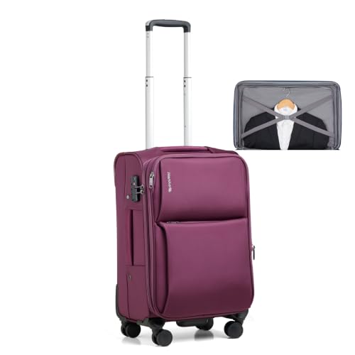 Hanke Carry On Luggage 22x14x9 Airline Approved with Garment Compartment - color: Purple, size: 20 Inch Carry on
