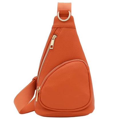 FashionPuzzle Compact Triangle Sling Bag - color: Burnt Orange