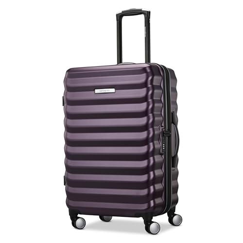 Samsonite Hard-Sided 20 & 24 Inch 2-Piece Lightweight Checked Large Expandable Element Suitcase Set: Durable, 360° Spinner Wheels, Adjustable Telescopic Handle, TSA-Approved Lock - Dusk Purple - color: Dusk Purple, size: 2-Piece Set (20"/24")