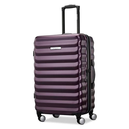 Samsonite Hard-Sided 24-Inch Lightweight Checked Medium Expandable Element Suitcase: Durable, 360° Spinner Wheels, Adjustable Telescopic Handle, TSA-Approved Lock - Dusk Purple - color: Dusk Purple, size: 24-Inch Checked-Medium