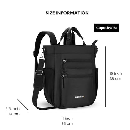 Sherpani Soleil, Anti Theft Convertible Backpack Tote (Carbon) - color: Carbon Black