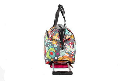 Lily Bloom Pattern 22 Inch Duffel Bag with 2-Rolling Wheels, Weekender Overnight Travel Lightweight Carry-On Suitcase For Women - color: Bliss