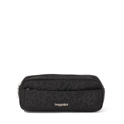 Long Pocket Cosmetic - Lightweight 7.8”x 3.1”x2.1” Makeup Bag - Travel Essentials Makeup Organizer - color: Black Cheetah Emboss