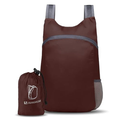 Ultra Lightweight Hiking-Daypack,Foldable Travel Packable Backpack - color: Dark Red