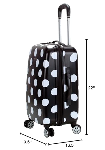 Rockland Laguna Beach Hardside3 Piece Spinner Wheel Luggage Set, (22"/24"/28"), Black Dot - color: Black Dot, size: 3 Piece (28"/24"/20")