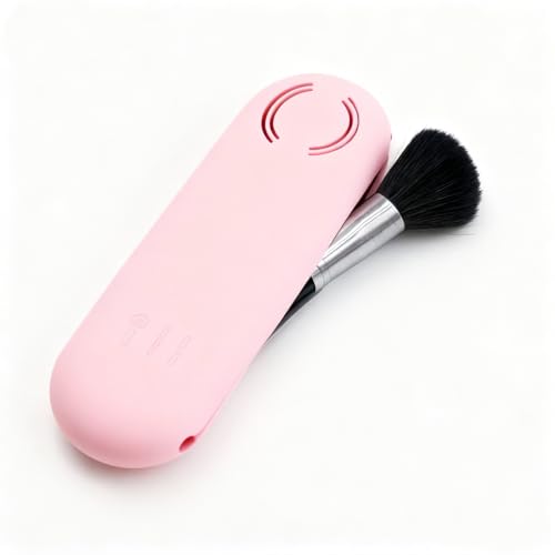 Silicone Makeup Brush Holder, Magnetic Travel Brush Organizer Case - color: Pink