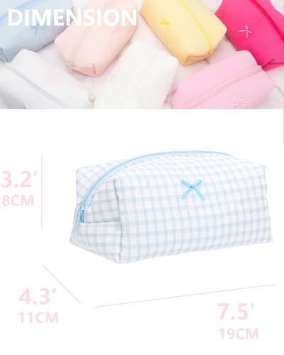 PAZIMIIK Cozy Makeup Bag for Women,Zipper Cosmetic Pouch,Gingham Blue - color: Gingham Blue