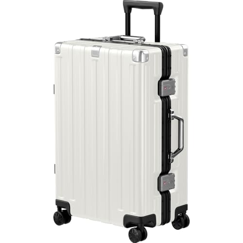Krute Zipperless Luggage with Spinner Wheels 100% PC Hardside 24in Suitcase - color: White, size: Medium (24 Inch)