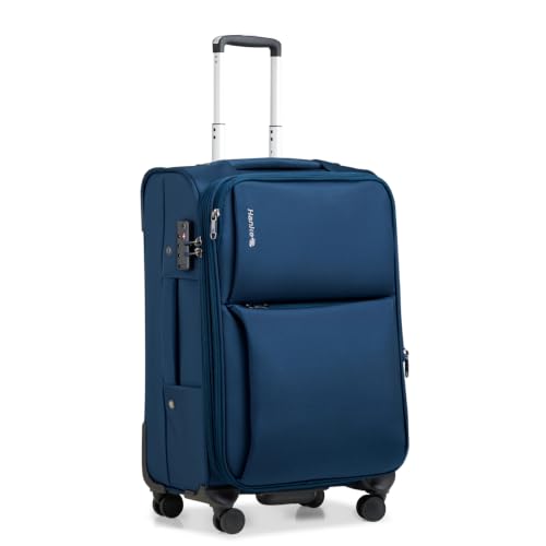 Hanke Medium Checked Luggage, 24 Inch Suitcase with Garment Compartment - color: Blue, size: 24 Inch Checked in