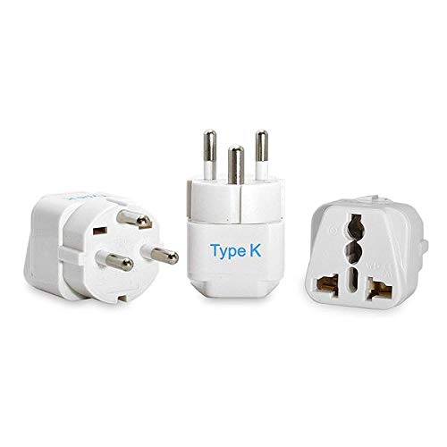 Ceptics Denmark Travel Plug Adapter (Type K) - 3 Pack (Does Not Convert Voltage) (GP-20-3PK) [Grounded & Universal] - size: 3 Pack, style: Type K - Denmark