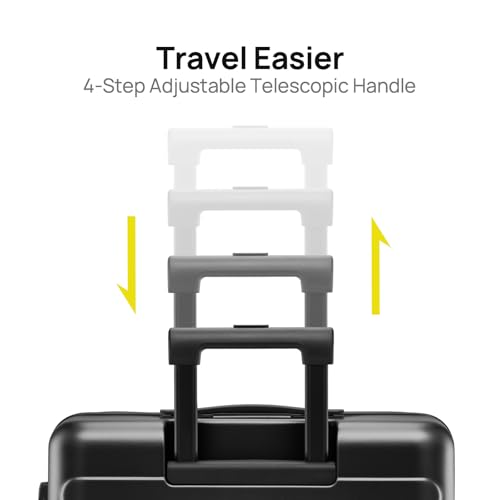 NINETYGO Medium Checked Luggage 26 Inch, Checking In Luggage with Smooth Spinner Wheels, Lightweight, Hard Shell PC Suitcase, Lightweight Travel Luggage, TSA Approved (Black, Rhine Basic) - color: 02-Black (Basic), size: Checked 26-Inch