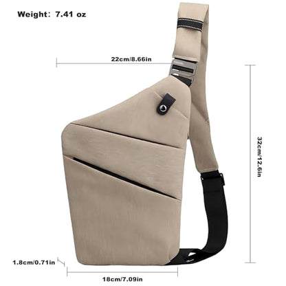 Anti Theft Travel Bag Sling Cross-body Bag Large Capacity - color: Khaki, style: Right Shoulder