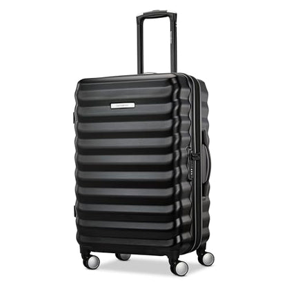 Samsonite Hard-Sided 24-Inch Lightweight Checked Medium Expandable Element Suitcase: Durable, 360° Spinner Wheels, Adjustable Telescopic Handle, TSA-Approved Lock - Alpine Black - color: Alpine Black, size: 24-Inch Checked-Medium