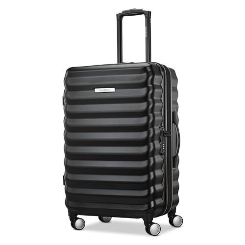 Samsonite Hard-Sided 20 & 24 Inch 2-Piece Lightweight Checked Large Expandable Element Suitcase Set: Durable, 360° Spinner Wheels, Adjustable Telescopic Handle, TSA-Approved Lock - Alpine Black - color: Alpine Black, size: 2-Piece Set (20"/24")