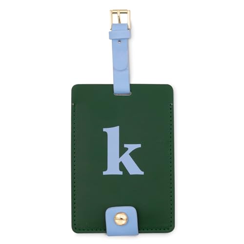kate spade new york Leatherette Initial Luggage Tag, K | Colorful Bag Tag Suitcase Identifier with Buckle Closure and Privacy Flap with Snap Button for Travel and Airport - color: K, size: 4.375 inches x 3.125 inches