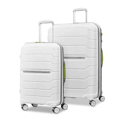 Samsonite Freeform 2-Piece Luggage Set - Carry-On & Large Checked Luggage with Dual Spinner Wheels - Durable Polypropylene Hardshell - TSA Lock, Airline-Approved - Expandable Hard Shell - White/Grey - color: White/Grey, size: 2-Piece Set (Carry-on/Large)