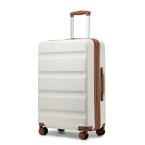 Kono 24 Inch Expandable Hardshell Luggage with Spinner Wheels White - color: White, size: Checked-Medium 24 Inch