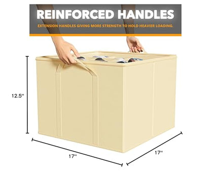 SpaceAid Shoe Organizer for Closet, 2 Pack Foldable Shoe Storage Containers Baskets Boxes Bins w/Adjustable Dividers, Fits 16-32 Pairs, Beige - color: Beige