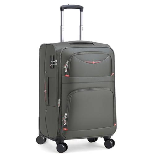 ROPLUS Softside Expandable Luggage with 4 Spinner Wheels, Durable Carry-On Luggage Suitcase (Gray, 21-Inch) - color: Gray, size: 21-Inch