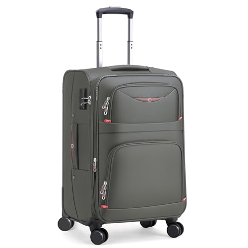 ROPLUS Softside Expandable Luggage with 4 Spinner Wheels, Durable Carry-On Luggage Suitcase (Gray, 21-Inch) - color: Gray, size: 21-Inch