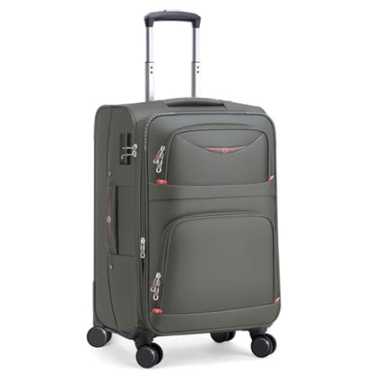 ROPLUS Softside Expandable Luggage with 4 Spinner Wheels, Durable Carry-On Luggage Suitcase (Gray, 21-Inch) - color: Gray, size: 21-Inch