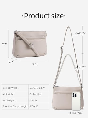 WESTBRONCO Crossbody Bags for Women, Medium Purses with Multi Zipper Pocket - color: Grey