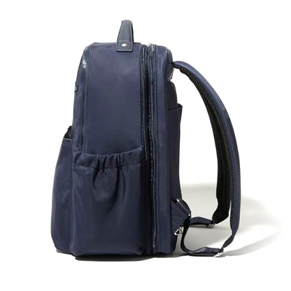 Baggallini Tribeca 확장 가능한 여행용 노트북 백팩, 방수 나일론 작업 가방, 정리함, 패딩 슬리브 및 RFID 기술 포함, 프렌치 네이비 트윌, 원사이즈 - color: 프렌치 네이비 트윌