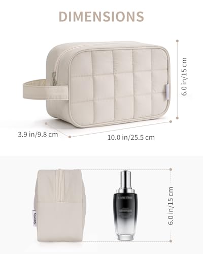 Narwey Quilted Travel Toiletry Bag for Women, Bathroom, Medicine Bag - color: Y-Beige