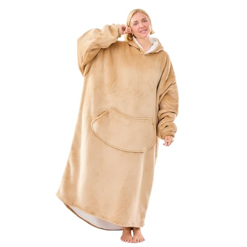 Moinlizy Oversized Wearable Blanket Hoodie for Women Men - color: Khaki