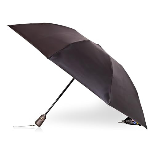 Totes Reverse Close Folding Inbrella with Auto Open Close and Compact - color: BLACK ELECTRIC FLORAL, size: 43" Canopy