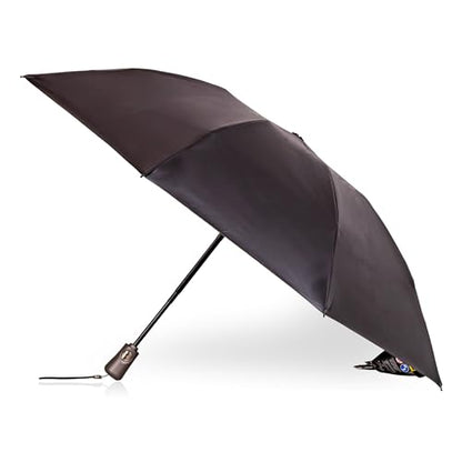 Totes Reverse Close Folding Inbrella with Auto Open Close and Compact - color: BLACK ELECTRIC FLORAL, size: 43" Canopy