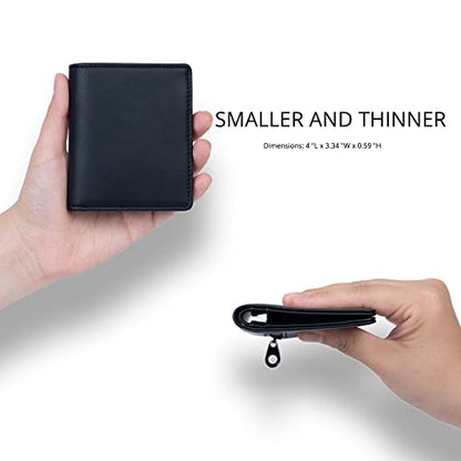 Alldaily Small RFID Wallet for Women Slim Compact Bifold Pocket Ladies Travel Mini Purse (Black) - color: Black