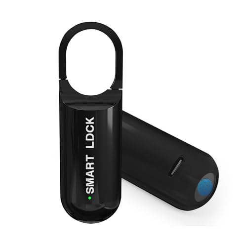 Smart Fingerprint Padlock for Locker, Small Rechargeable Fingerprint Lock, Keyless Biometric Thumbprint Padlock for Gym School Locker, Suitcase, Backpack - color: Black