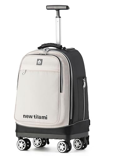 NEW TILAMI 19 Inch Rolling Backpack 4 Spinner Wheels for School White - color: White