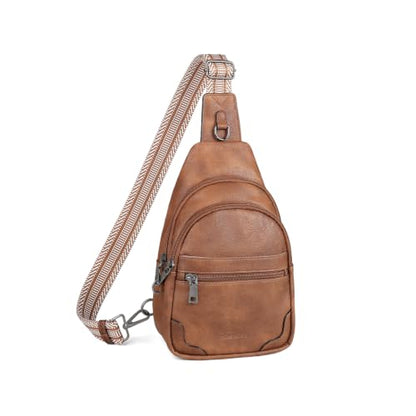 HomemeDiary Anti Theft Sling Bag for Women, RFID PU Leather Crossbody Purse - color: Mocha Brown