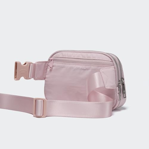 Pander Nylon Fanny Pack Belt Bag for Women with 5 Zipper Pockets - color: Pink