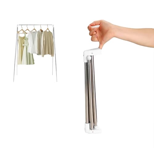 Ligtchser Portable Travel Garment Rack,Collapsible Mini Clothing Rack - color: Matte white