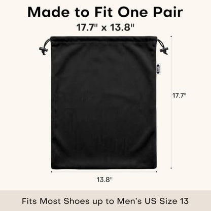 4 Pack Flannel Cloth Shoe Bags for Travel & Packing for Women & Men - color: Black
