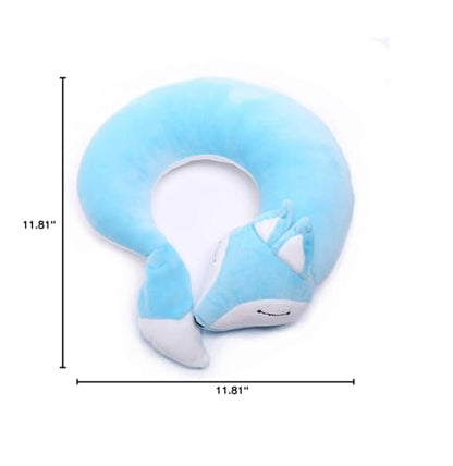 Travel Pillows Planes Fox Animal U-Shaped Neck Pillow Plush Fur Warm Cartoon Comfortable Luggage Pillow for Airplanes Car Train (A-Blue) - color: A-blue