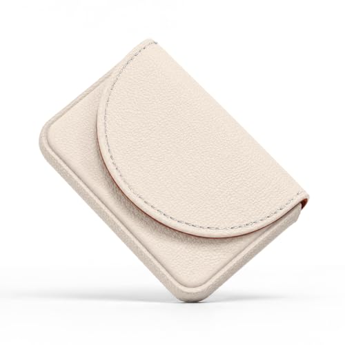 Business Card Holder，PU Leather Business Card Case Wallet White - color: White