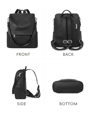 CLUCI Womens Backpack Purse PU Leather Anti-theft Fashion Designer Travel Bag Ladies Shoulder Bags - color: Top Zip-7 Black