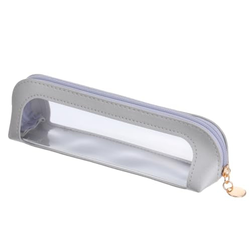 Psyqtsuary Clear Small Makeup Bag, PU Leather Small Cosmetic Bag for Purse - color: Silver