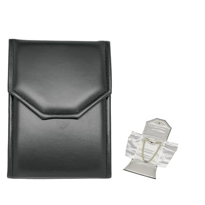 Novel Box Necklace Display Pearl Folder, 7x5 Inch Jewelry Case, Black/White - color: Black/White Stitched, size: Small