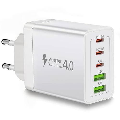 European Charger 5 Port USB C Charger Block, European Travel Plug Adapter