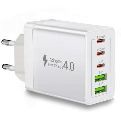 European Charger 5 Port USB C Charger Block, European Travel Plug Adapter