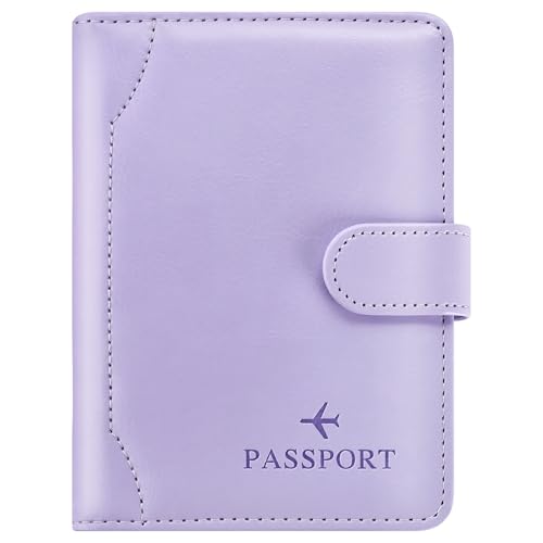 Passport Holder for Travel Essentials Wallet Cover Case Women Men Gift - color: D-Light Purple