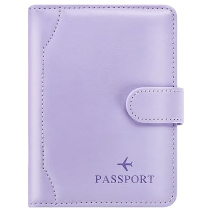 Passport Holder for Travel Essentials Wallet Cover Case Women Men Gift - color: D-Light Purple